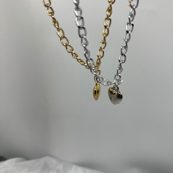 Simple Gold/ Silver Heart Choker - Picture 1 of 10